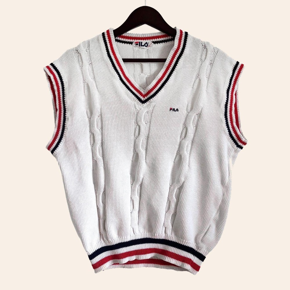 Vintage FILA Cable Knit Tennis Sweater Vest